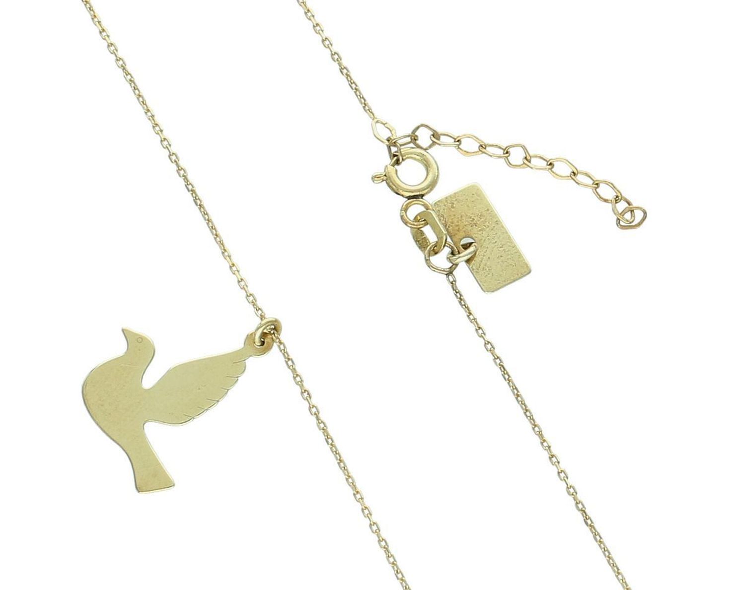 Złoty naszyjnik damski 333 Celebrytka z gołębiem to subtelna i ponadczasowa biżuteria, która z pewnością przyciągnie uwagę każdej miłośniczki eleganckich dodatków. 1.jpg